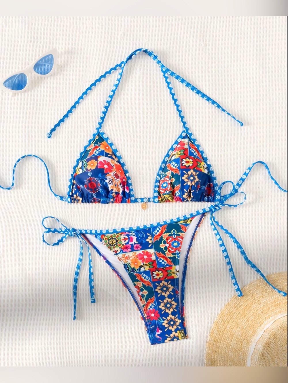 NWT Tropical Colorful Boho Pattern Style Bikini Set